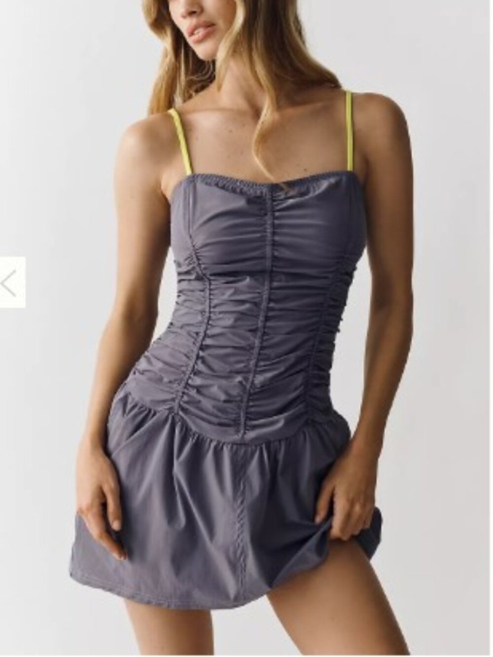Daily Practice Ruched Drop Waist Mini Dress - Size XS - NWT